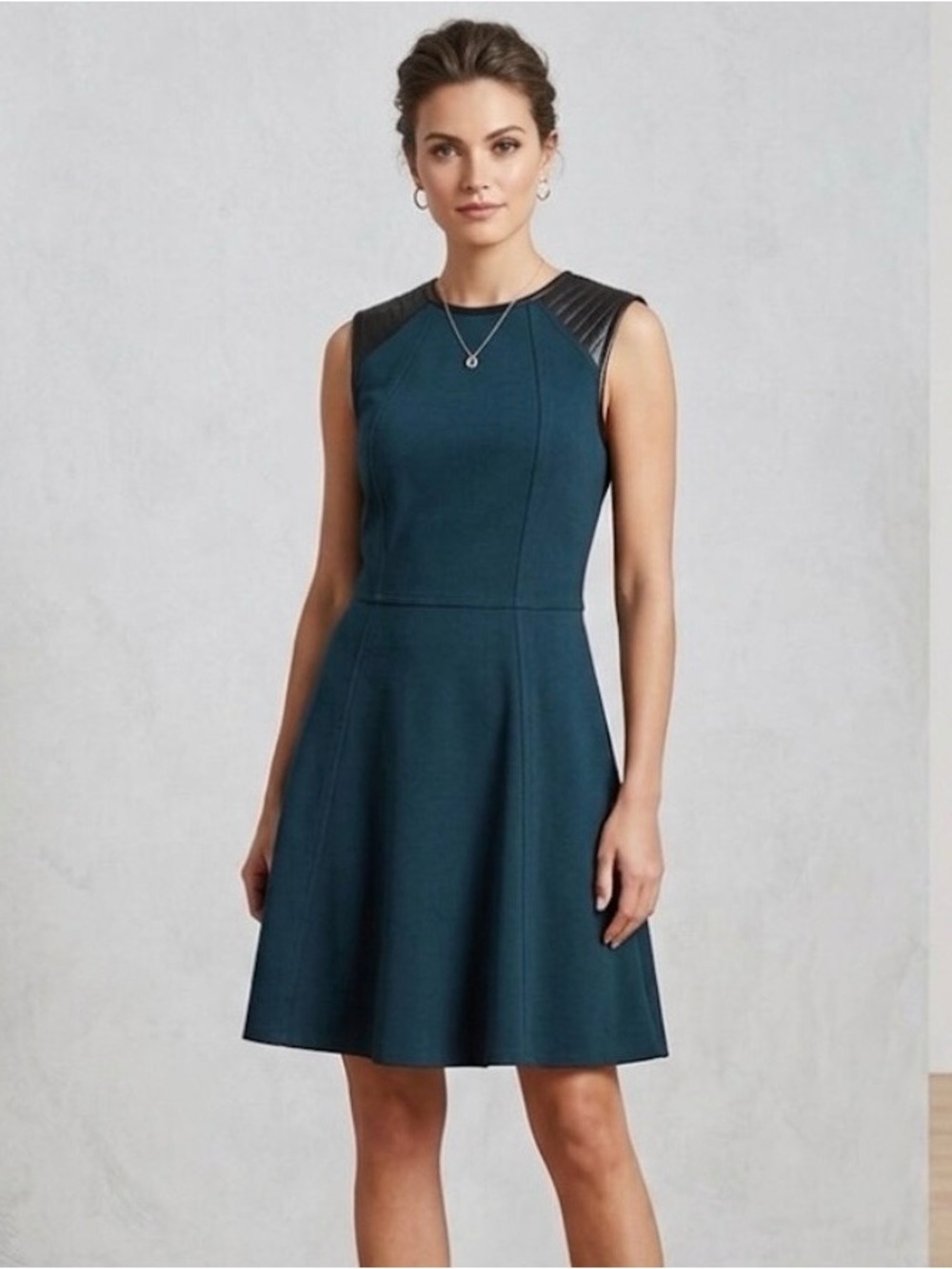 Cut25 Yigal Azrouël Blue Dress Quilted Lambskin Leather Detail Size 6